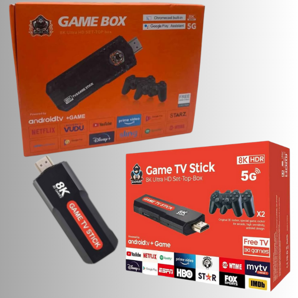 Game & TV Stick Q9® (X2 jeu TV Stick TV Box 64GB 10000 + jeu HD 8K 5G WiFi)